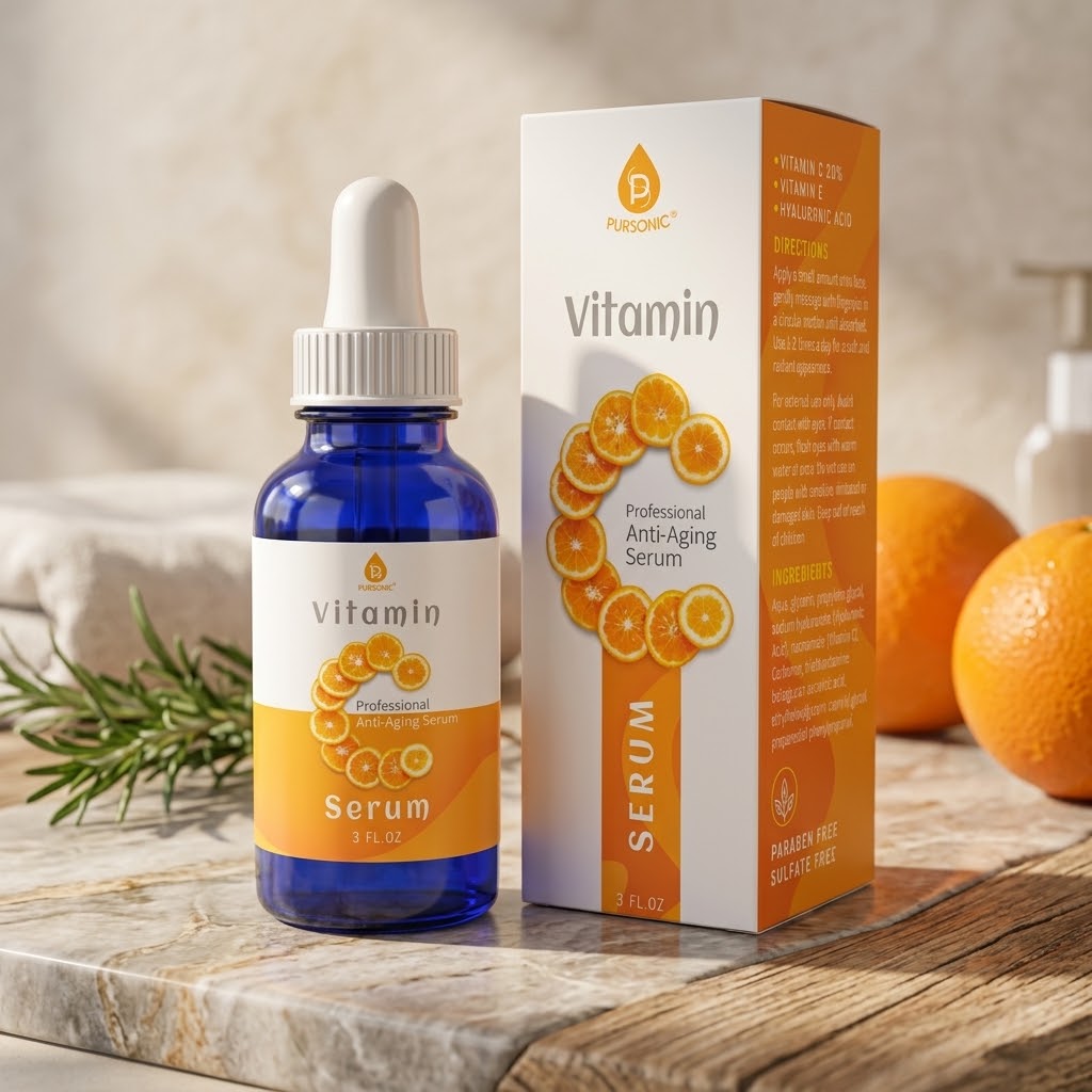 Pursonic Vitamin C Professional Anti-Aging Serum – 3 fl oz (90ml) Brightening & Skin Repair by Pursonic